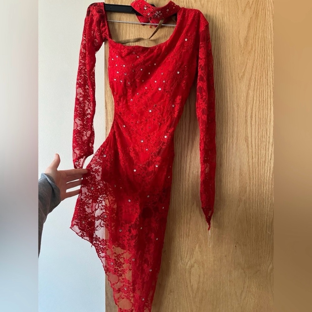 Red Lace Ballroom & Latin Dance Dress *Small flaw